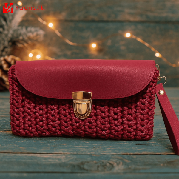 Handmade Maroon Crochet Clutch